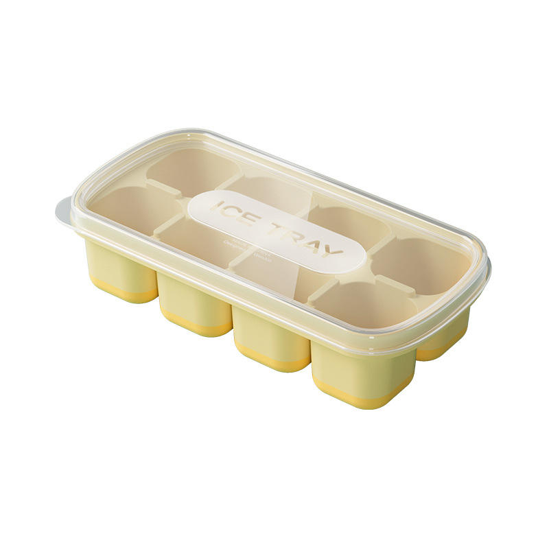 Soft-Bottom Ice Cube Tray with Lid - PP+TPE Easy-Release Ice Mold