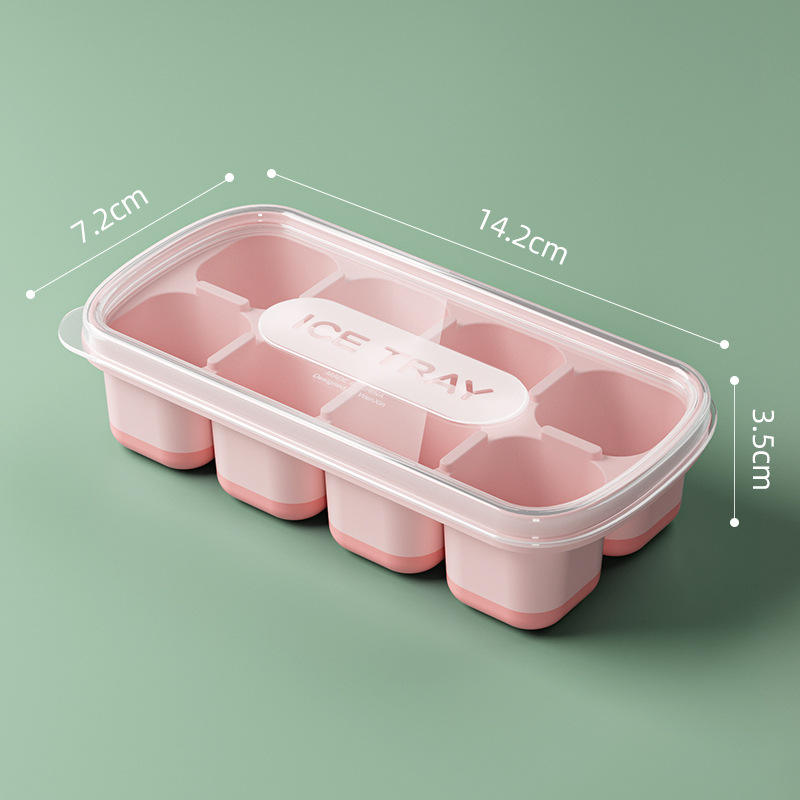 Soft-Bottom Ice Cube Tray with Lid - PP+TPE Easy-Release Ice Mold