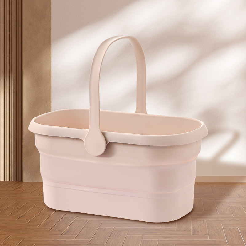 Portable Folding Drain Mop Bucket - Telescopic PP Wash Bucket for Bathroom