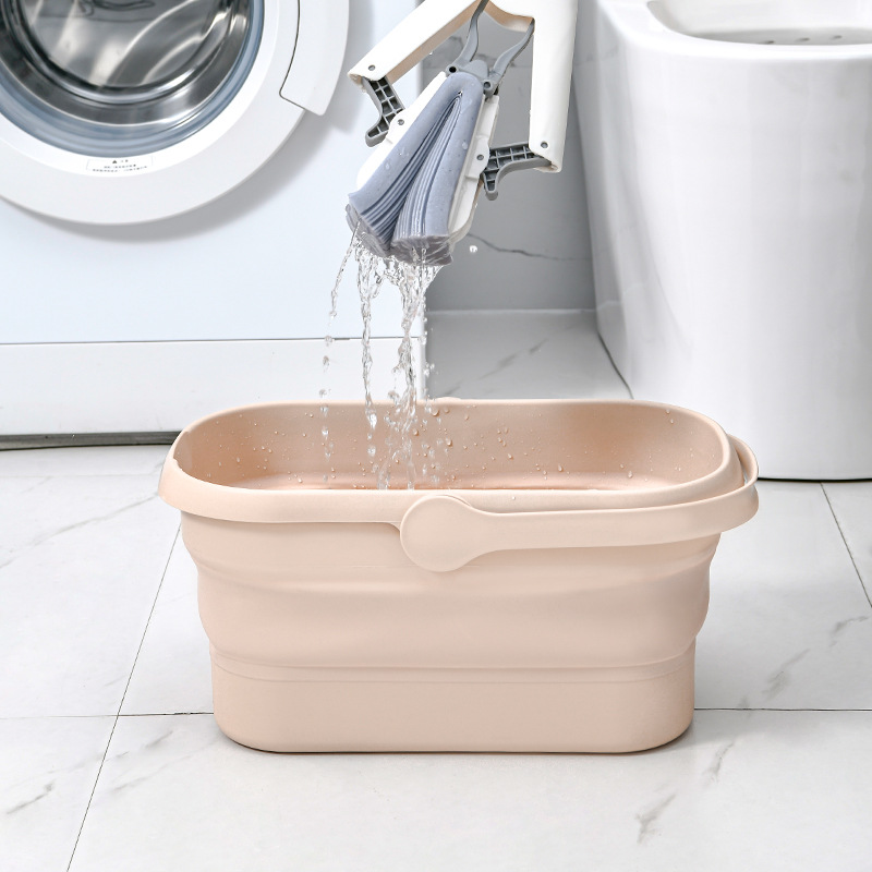 Portable Folding Drain Mop Bucket - Telescopic PP Wash Bucket for Bathroom
