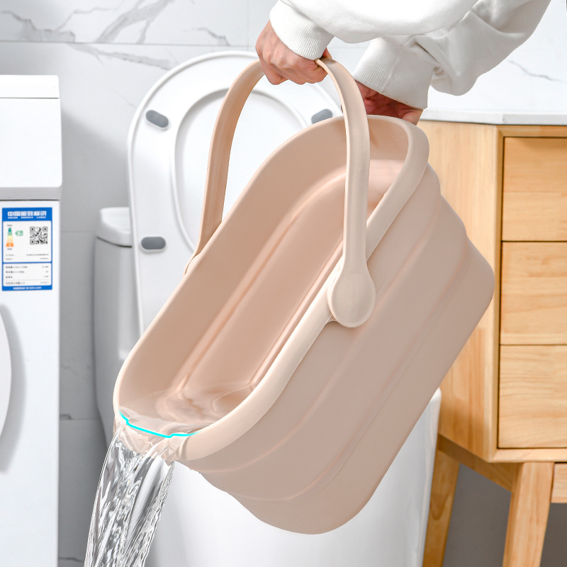 Portable Folding Drain Mop Bucket - Telescopic PP Wash Bucket for Bathroom