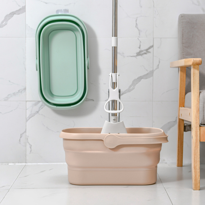 Portable Folding Drain Mop Bucket - Telescopic PP Wash Bucket for Bathroom