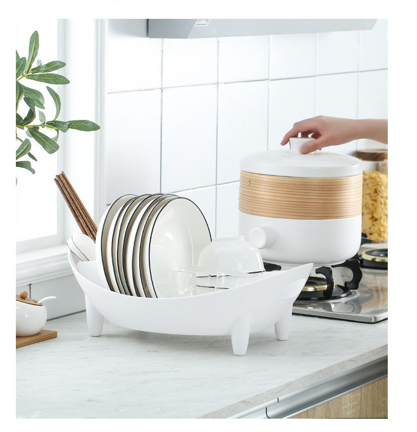Boat-Shaped Kitchen Drain Rack - Multifunctional Plastic Dish & Chopstick Holder