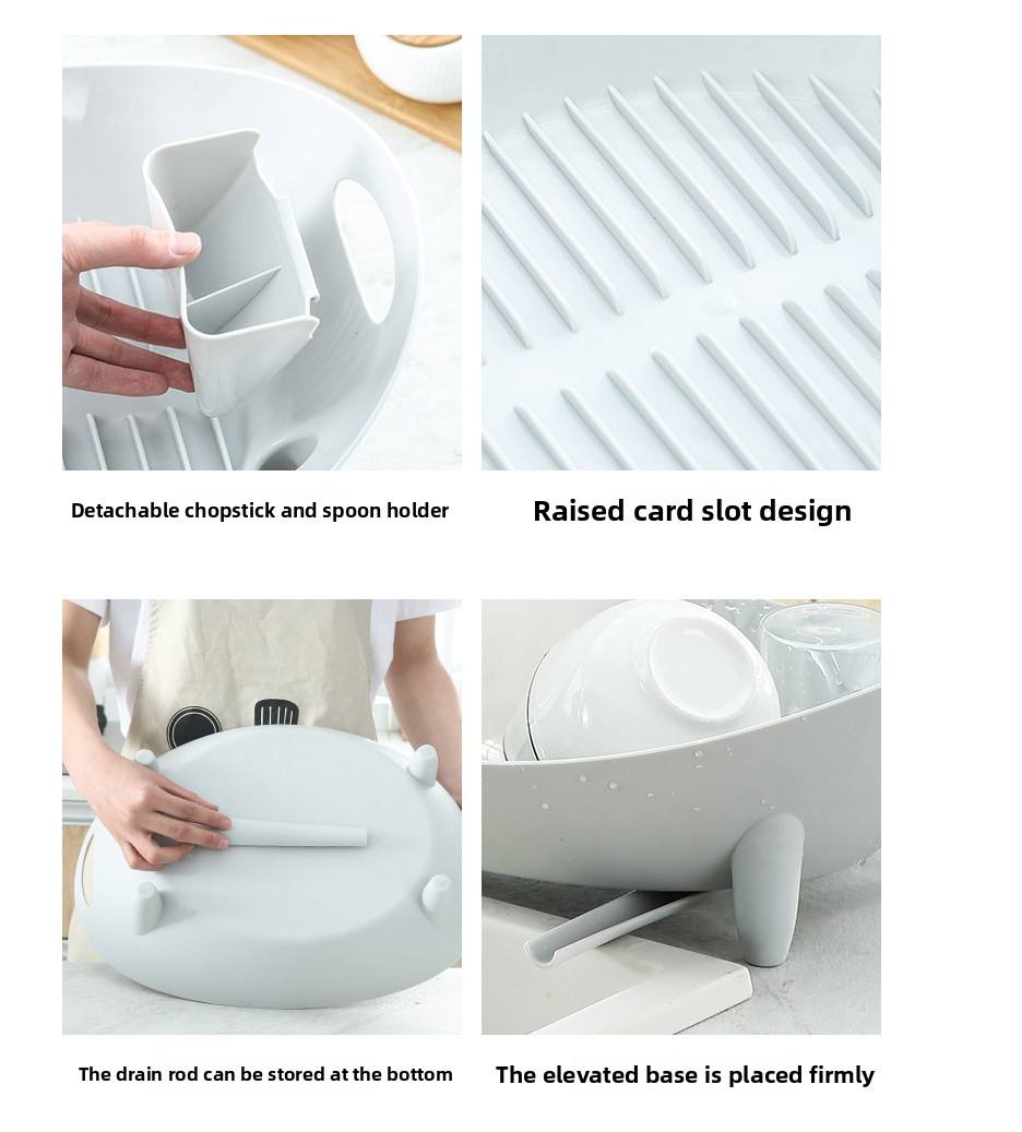 Boat-Shaped Kitchen Drain Rack - Multifunctional Plastic Dish & Chopstick Holder