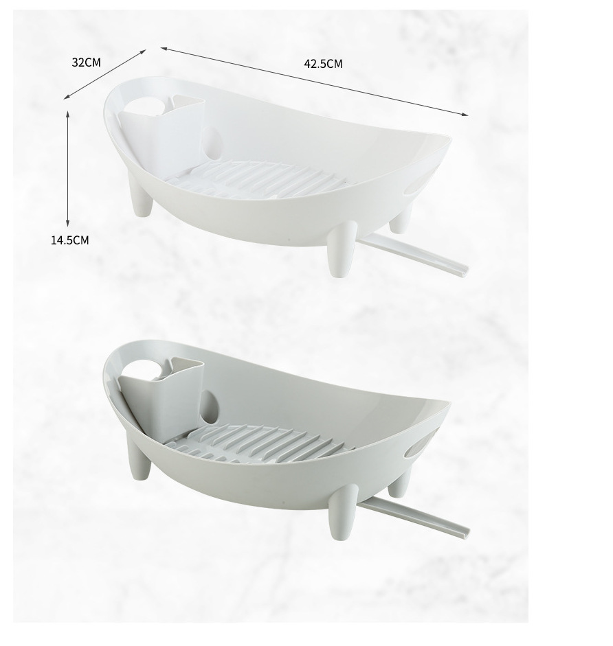 Boat-Shaped Kitchen Drain Rack - Multifunctional Plastic Dish & Chopstick Holder