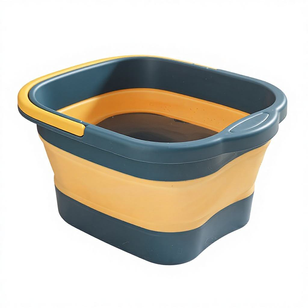 Foldable Telescopic Foot Soaking Bucket with Lid - Portable Plastic Basin