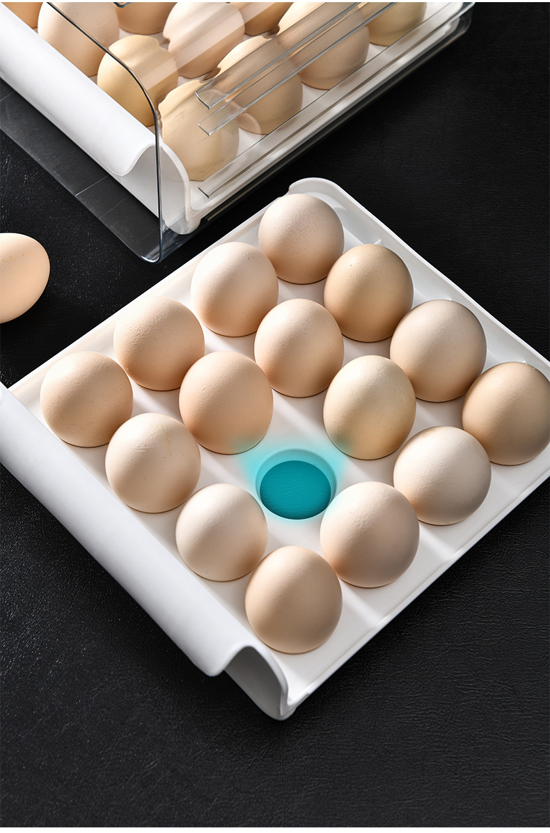 Double-Layer Drawer Egg Storage Box - Stackable PET Fridge Egg Container