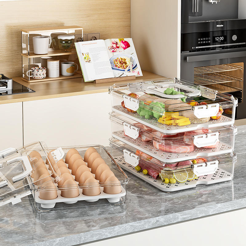 Portable Fridge Storage Box with Drainage - Sealed Lidded Food Container