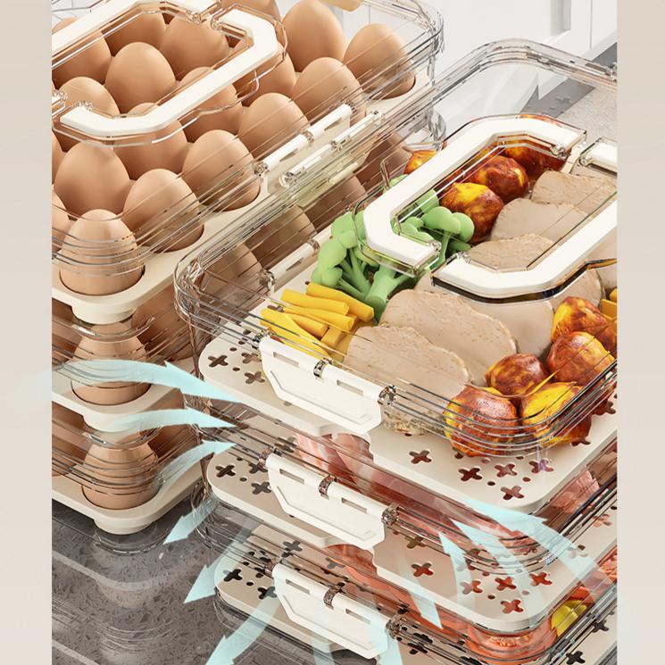 Portable Fridge Storage Box with Drainage - Sealed Lidded Food Container