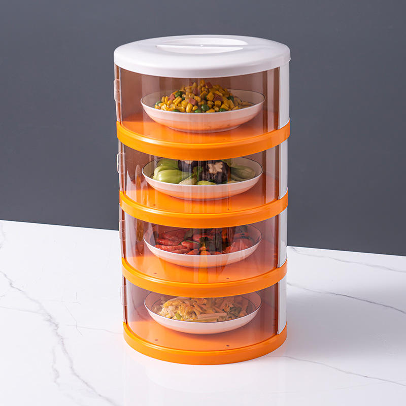 Stackable Plastic Food Cover - Insulated Dust-Proof Table Food Dome, Yellow/White