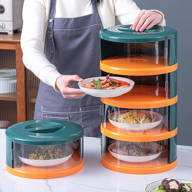 Stackable Plastic Food Cover - Insulated Dust-Proof Table Food Dome, Yellow/White