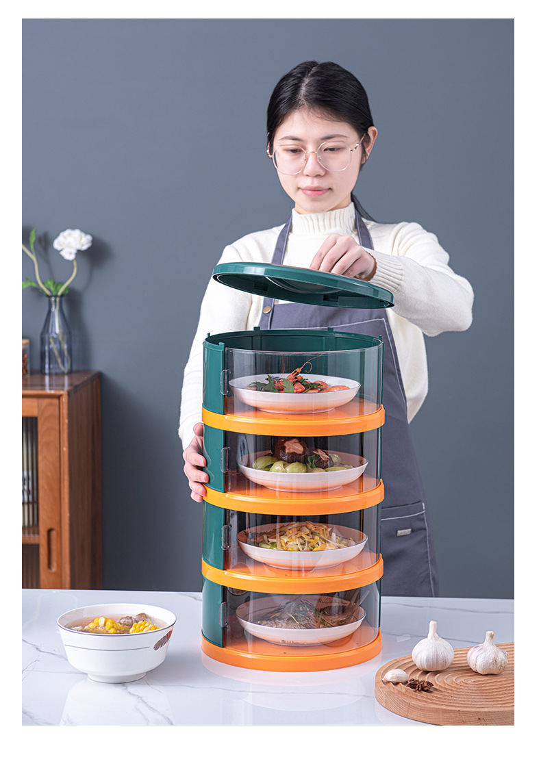 Stackable Plastic Food Cover - Insulated Dust-Proof Table Food Dome, Yellow/White