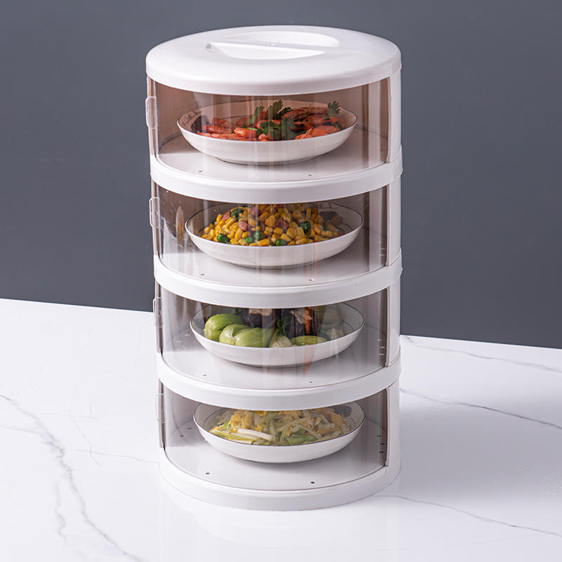 Stackable Plastic Food Cover - Insulated Dust-Proof Table Food Dome, White