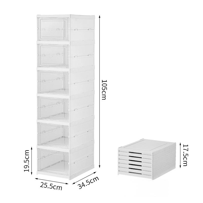 Foldable Transparent Shoe Cabinet with Magnetic Door - Stackable PET Shoe Organizer