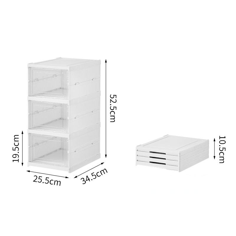 Foldable Transparent Shoe Cabinet with Magnetic Door - Stackable PET Shoe Organizer