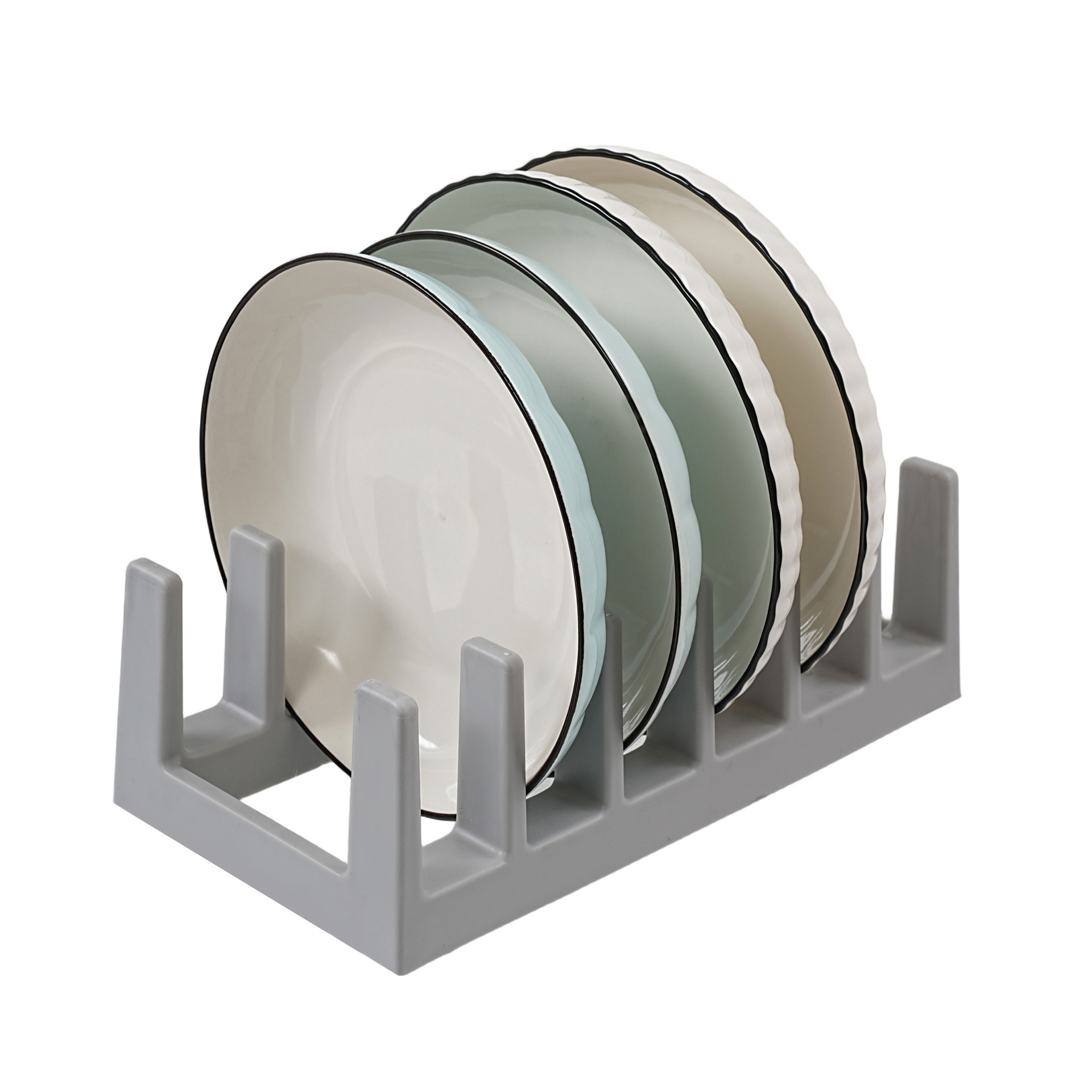 PP Kitchen Pot Lid & Dish Rack - Countertop Cutting Board Holder, Grey