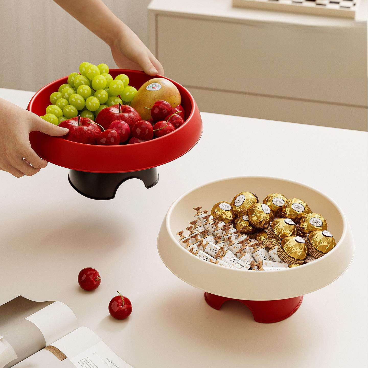 Tall Fruit Tray with Pedestal - Minimalist Countertop Snack & Nut Display Plate
