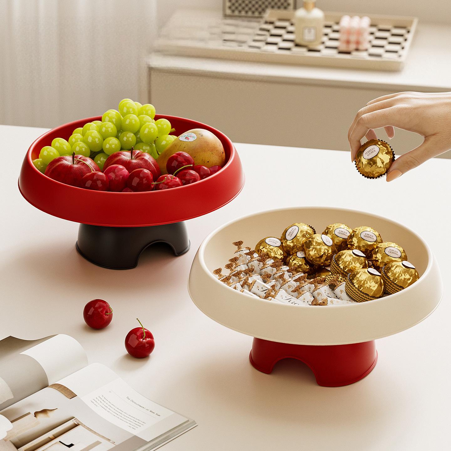 Tall Fruit Tray with Pedestal - Minimalist Countertop Snack & Nut Display Plate