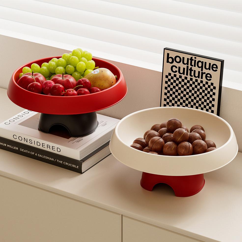Tall Fruit Tray with Pedestal - Minimalist Countertop Snack & Nut Display Plate