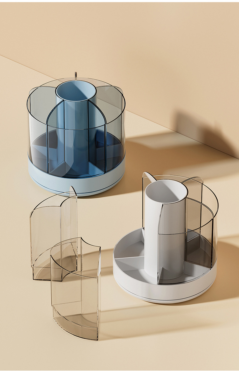 Rotating Pen Holder - Large Capacity PS+HIPS Desk Organizer & Makeup Brush Stand