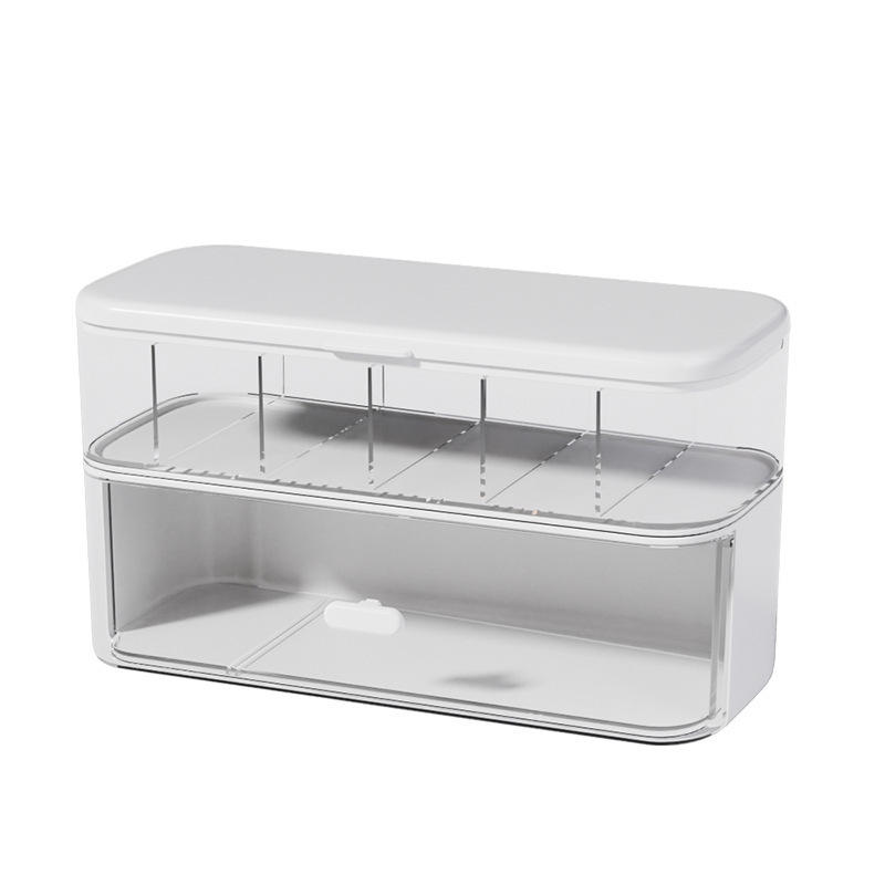 Stackable Cable Organizer Box with Dividers - PP Wire Storage Case for Home Office