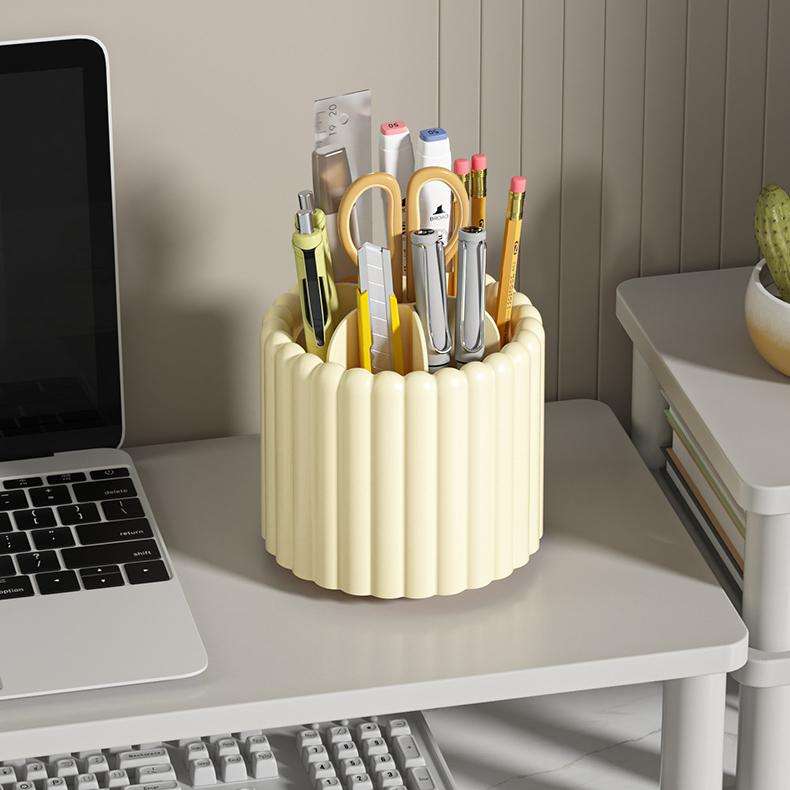 360 Rotating Pen & Cosmetic Organizer - Cylindrical PP Desk Storage Holder