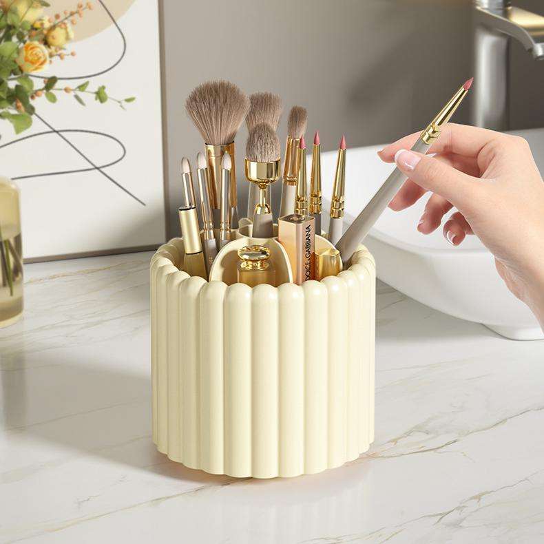 360 Rotating Pen & Cosmetic Organizer - Cylindrical PP Desk Storage Holder