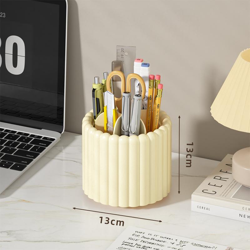 360 Rotating Pen & Cosmetic Organizer - Cylindrical PP Desk Storage Holder