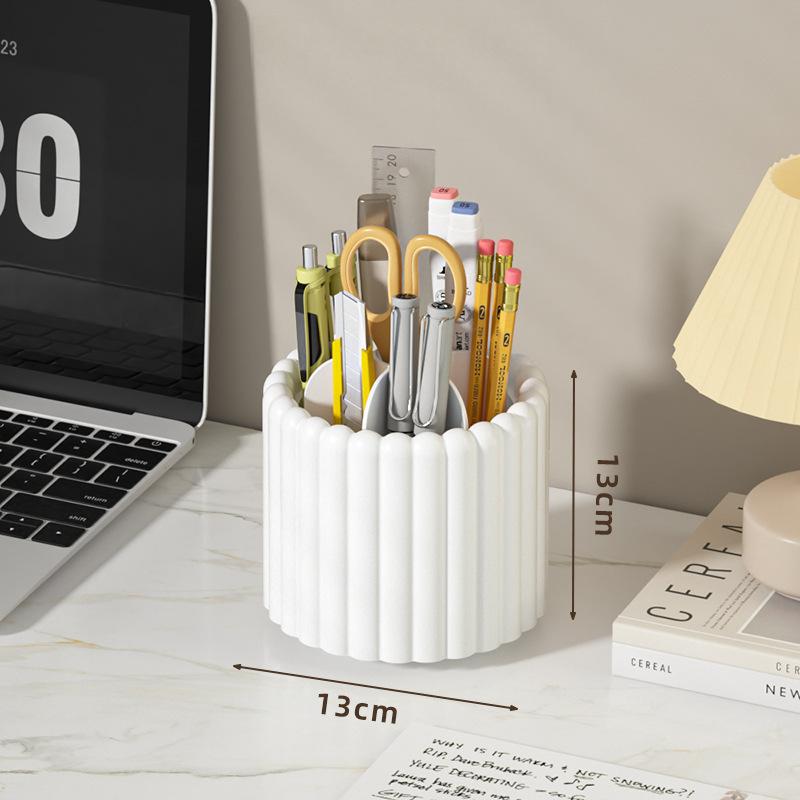 360 Rotating Pen & Cosmetic Organizer - Cylindrical PP Desk Storage Holder