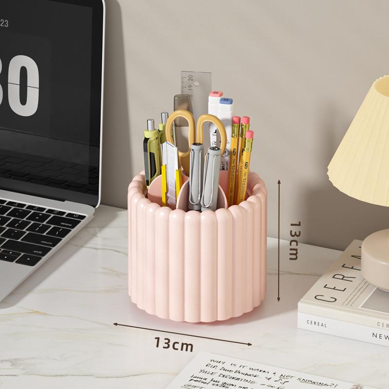 360 Rotating Pen & Cosmetic Organizer - Cylindrical PP Desk Storage Holder