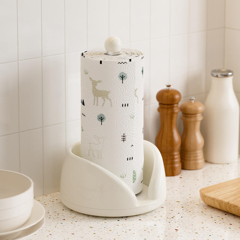 360 Rotating Upright Tissue Holder - Standing Napkin & Bag Organizer for Kitchen