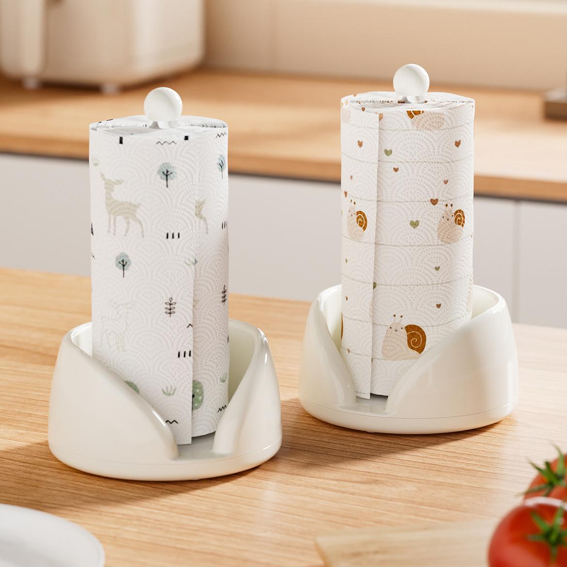 360 Rotating Upright Tissue Holder - Standing Napkin & Bag Organizer for Kitchen