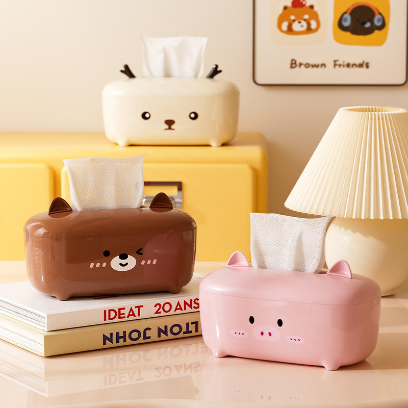 Cute Animal Waterproof Tissue Box - Thickened PP Napkin Holder for Bathroom & Desk