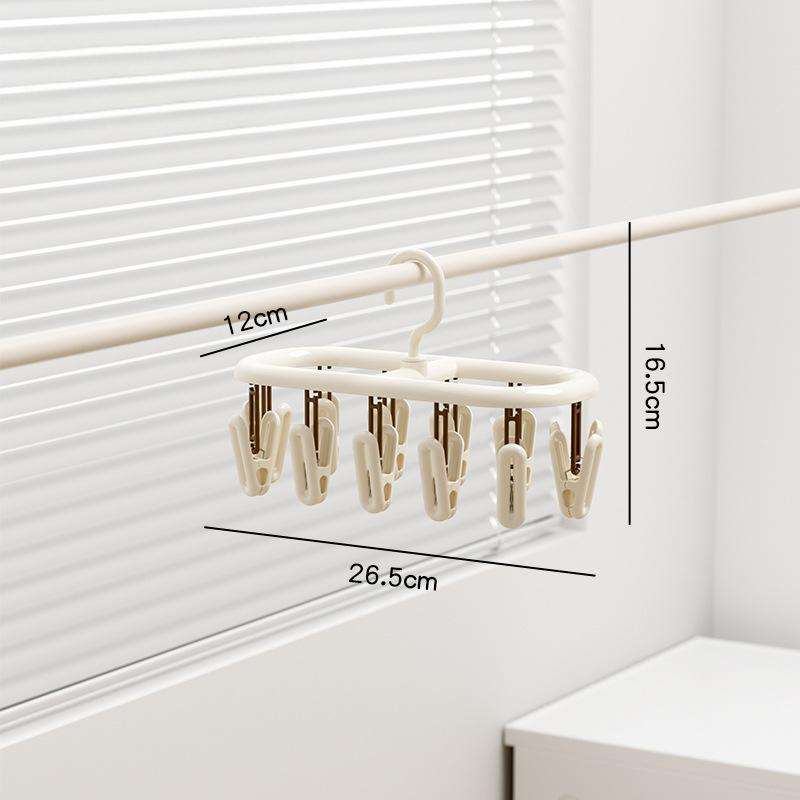 Multi-Clip PP Clothes Drying Hanger - Portable Windproof Hanger for Balcony & Dorm