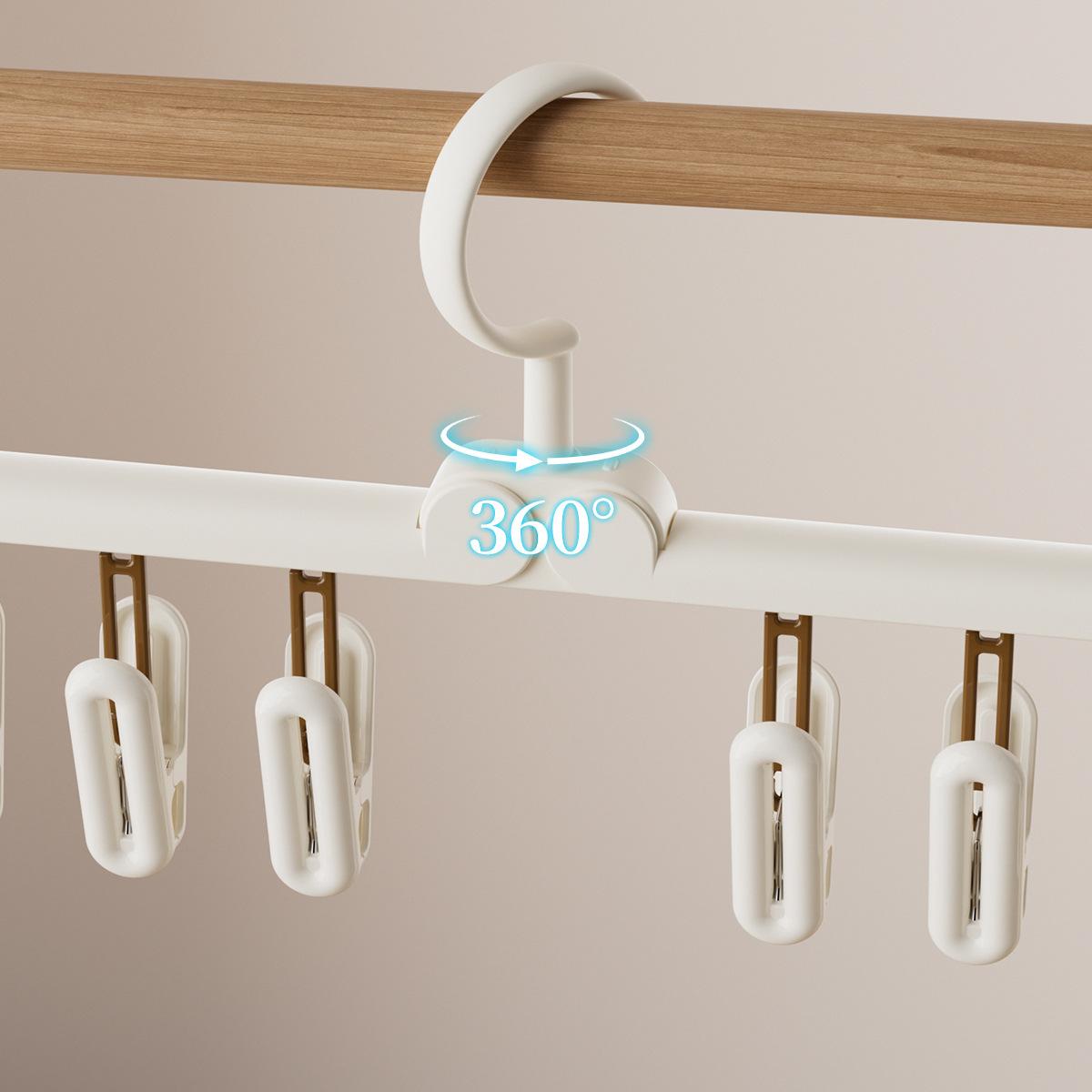 Multi-Clip PP Clothes Drying Hanger - Portable Windproof Hanger for Balcony & Dorm