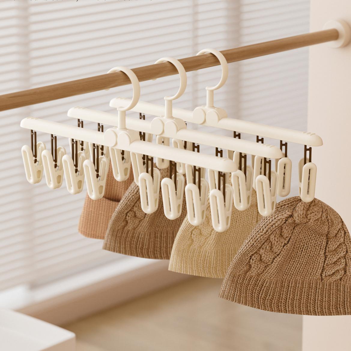 Multi-Clip PP Clothes Drying Hanger - Portable Windproof Hanger for Balcony & Dorm