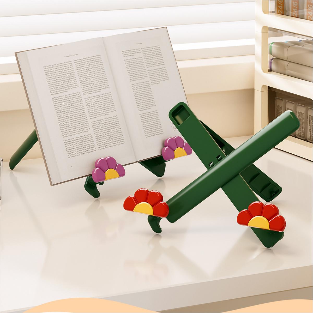 Portable Folding Book Stand - Lightweight Reading Holder for Office & Library Desk