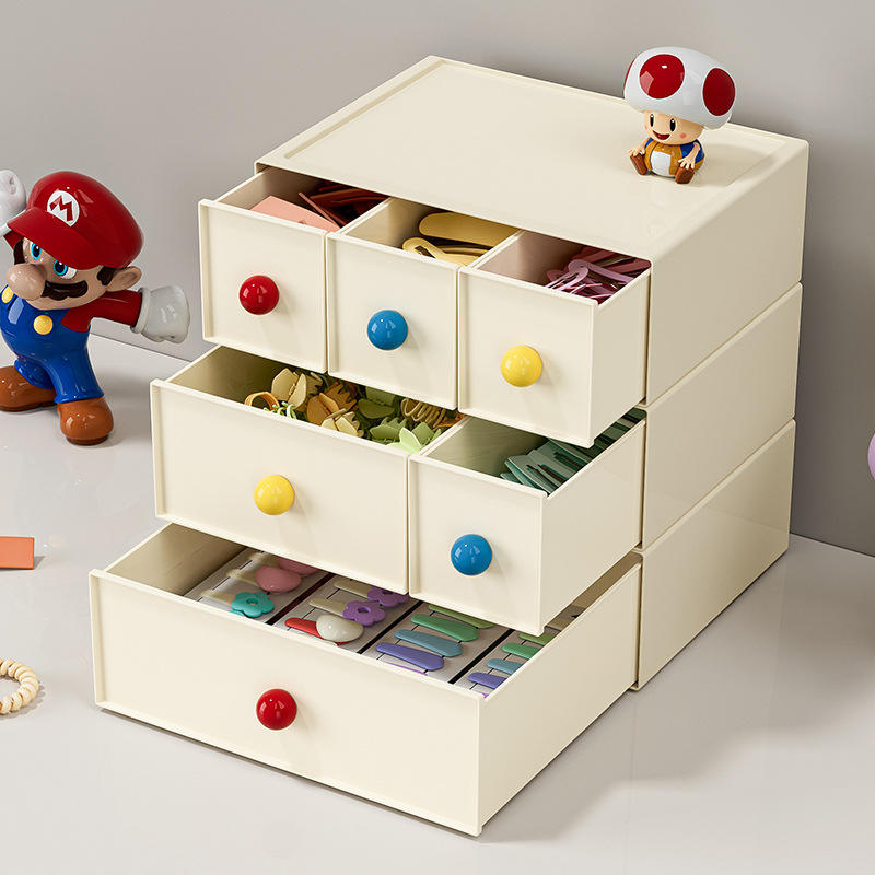 Stackable Drawer Storage Box with Dividers - Desk Organizer for Stationery & Makeup