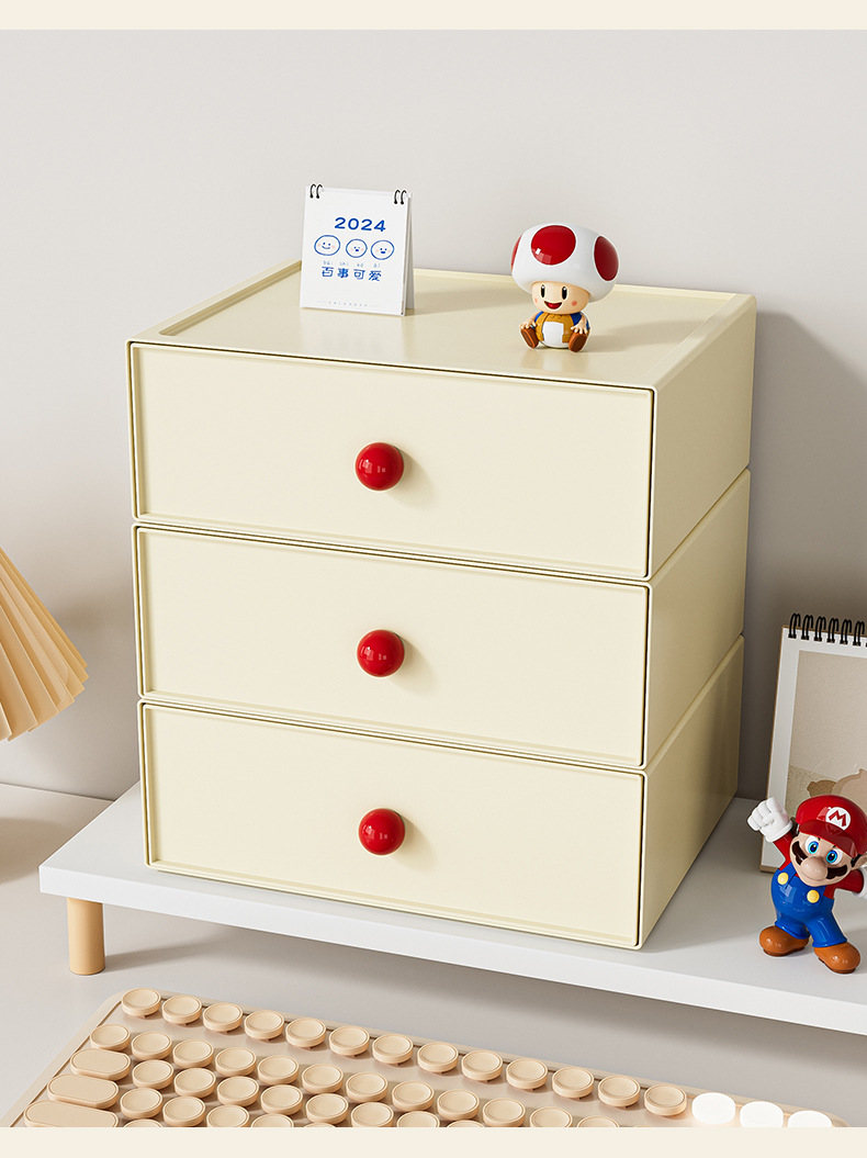 Stackable Drawer Storage Box with Dividers - Desk Organizer for Stationery & Makeup