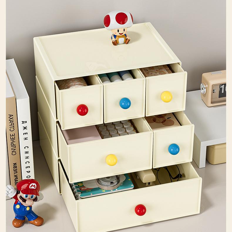 Stackable Drawer Storage Box with Dividers - Desk Organizer for Stationery & Makeup