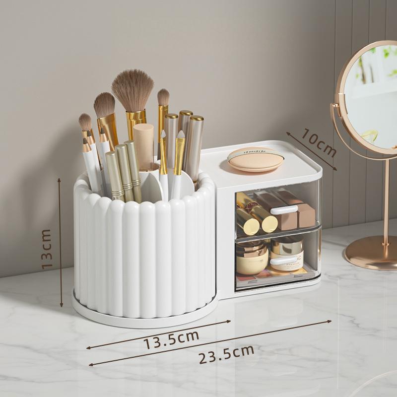 Luxury Rotating Cosmetic Organizer - Round Plastic Desk & Vanity Storage Holder
