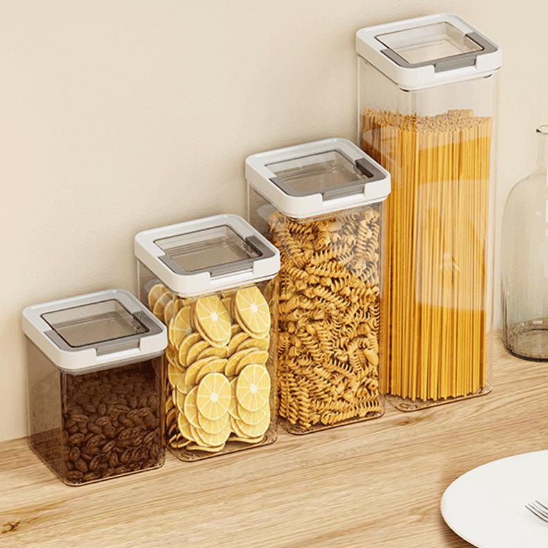 Sealed Food Storage Container - Food-Grade Clear PET Grain Jar with Lift-Up Lid
