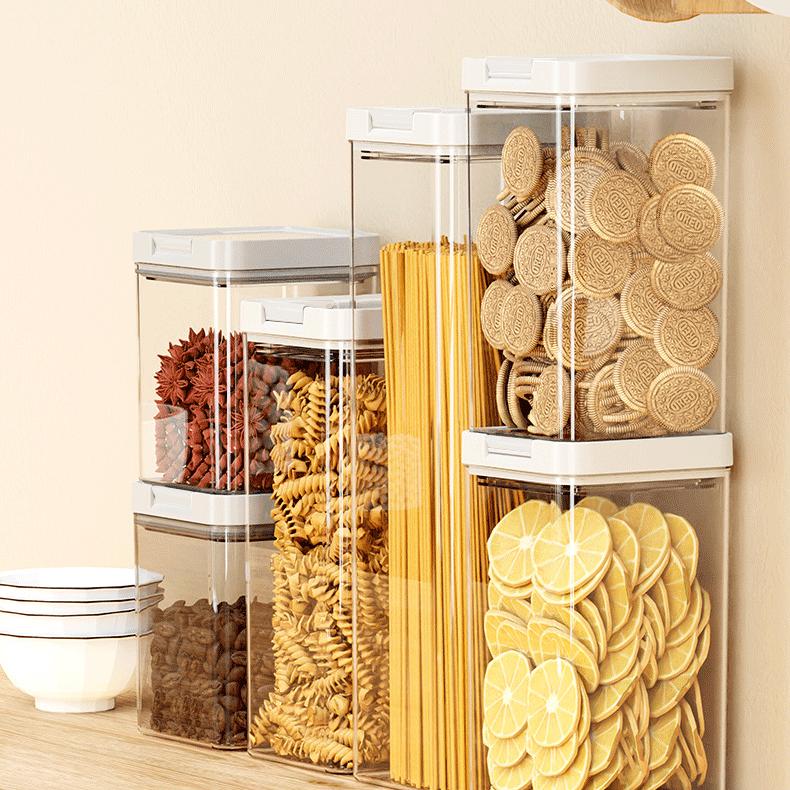 Sealed Food Storage Container - Food-Grade Clear PET Grain Jar with Lift-Up Lid