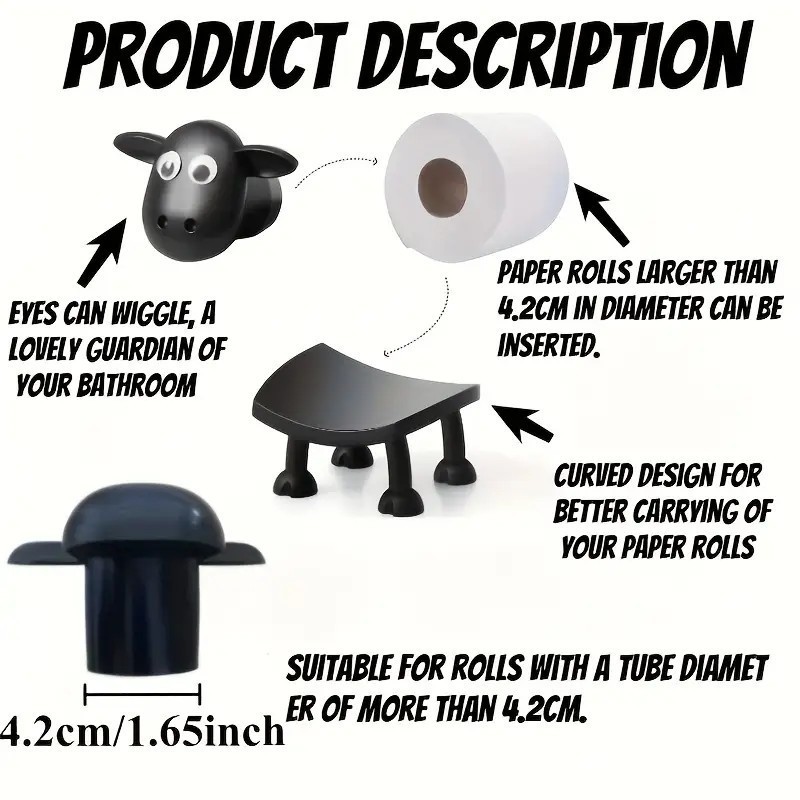 Cute Sheep-Shaped Toilet Paper Holder - ABS Movable Standing Bathroom Tissue Stand
