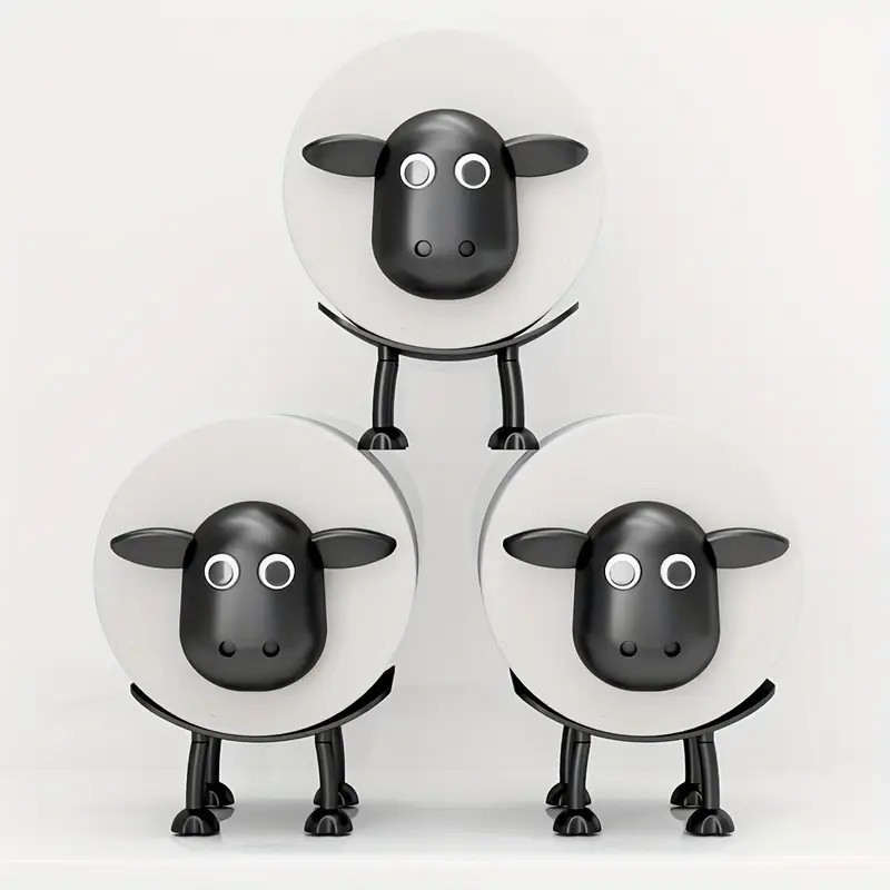 Cute Sheep-Shaped Toilet Paper Holder - ABS Movable Standing Bathroom Tissue Stand