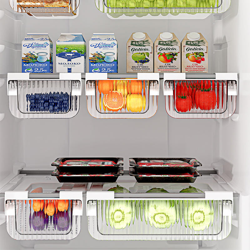 Food-Grade Fridge Hanging Drawer Organizer - Large Pull-Out Fruit & Vegetable Bin