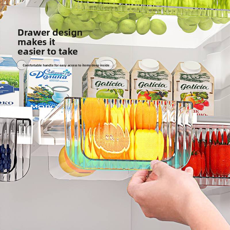 Food-Grade Fridge Hanging Drawer Organizer - Large Pull-Out Fruit & Vegetable Bin