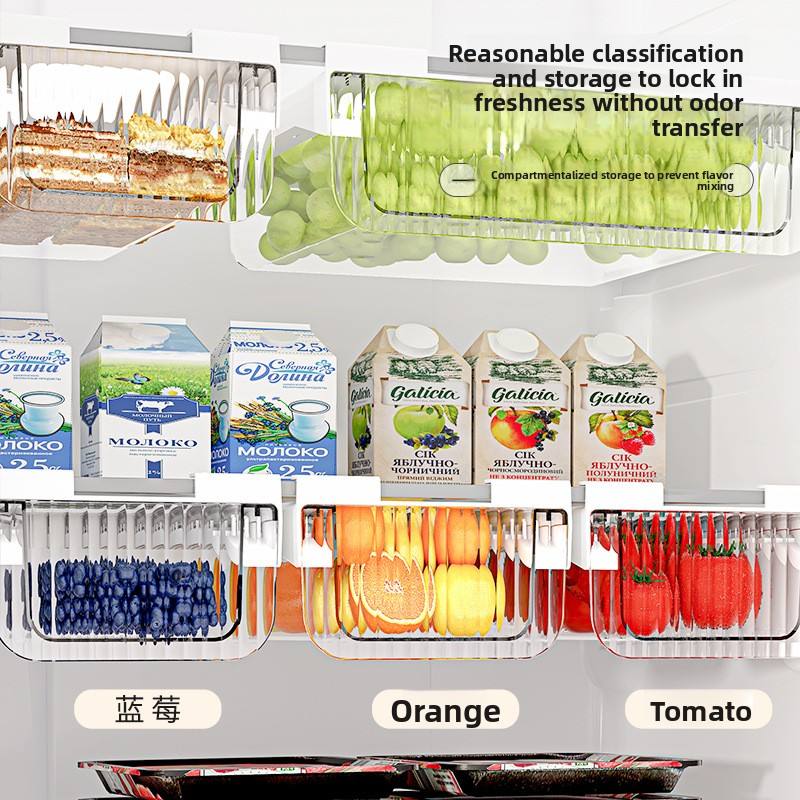 Food-Grade Fridge Hanging Drawer Organizer - Large Pull-Out Fruit & Vegetable Bin