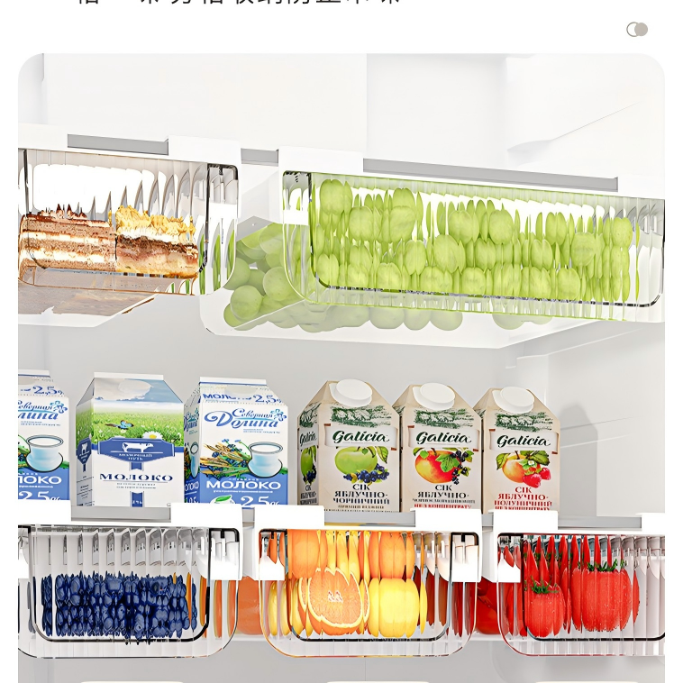Food-Grade Fridge Hanging Drawer Organizer - Large Pull-Out Fruit & Vegetable Bin