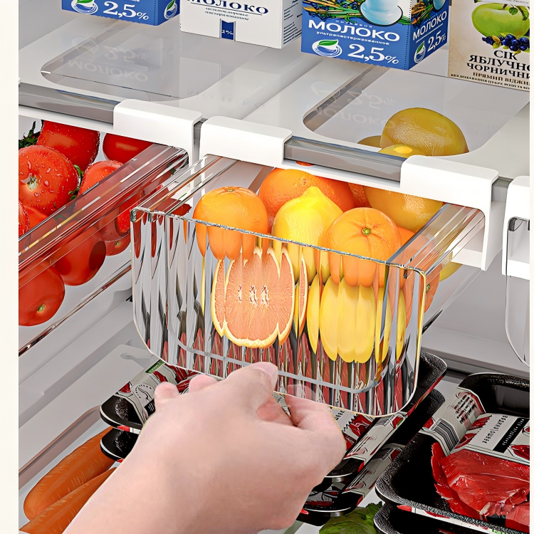 Food-Grade Fridge Hanging Drawer Organizer - Large Pull-Out Fruit & Vegetable Bin